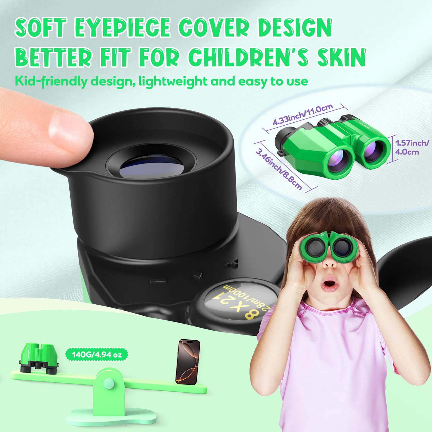 HUTACT Kids Binoculars, 8x21 Binoculars for Adults Child Beginner, FMC Porro Small Pocket Binoculars for Outdoors Bird Watching Sports Event Concert Camping