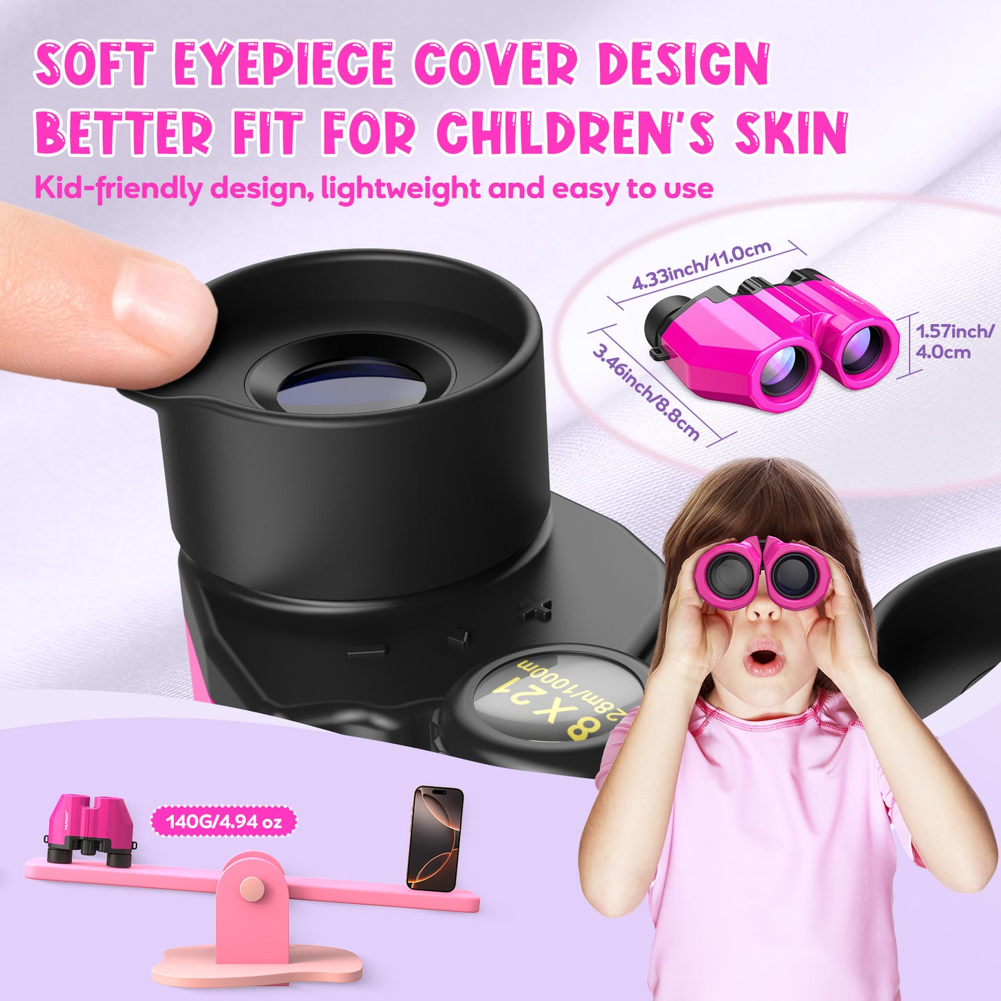 HUTACT Kids Binoculars, 8x21 Binoculars for Adults Child Beginner, FMC Porro Small Pocket Binoculars for Outdoors Bird Watching Sports Event Concert Camping