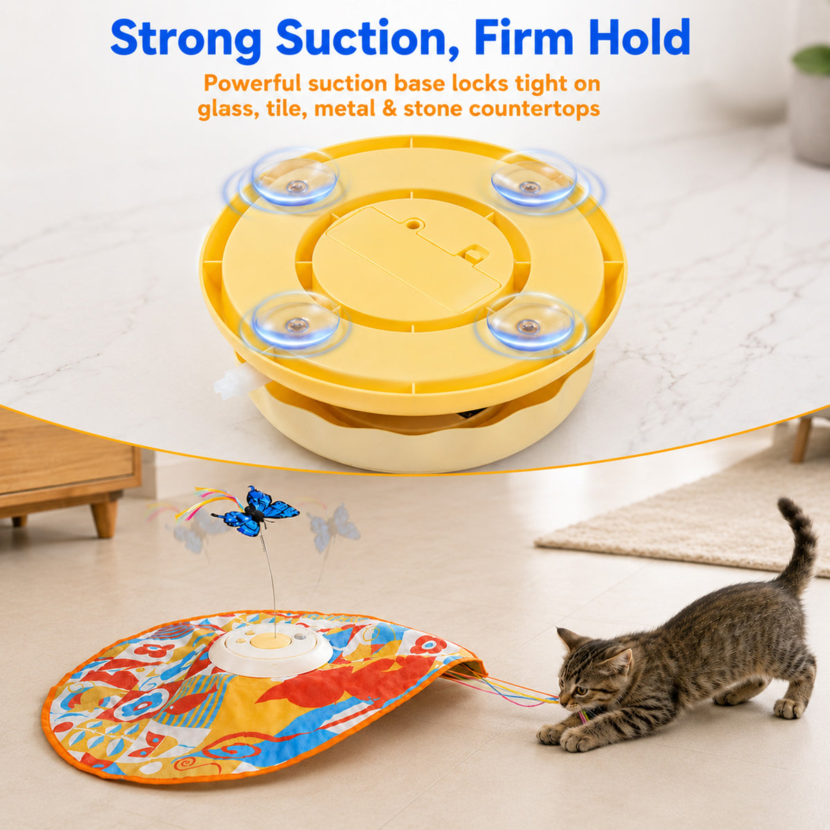 HUTACT Interactive Cat Hunting Toy, 3 Speeds Automatic Cat Toy, 1200mAh Rechargeable Hide and Seek Cat Toy 3 Modes Touch Activated Exercise Toy for Indoor Cats Electric Kitten Toys