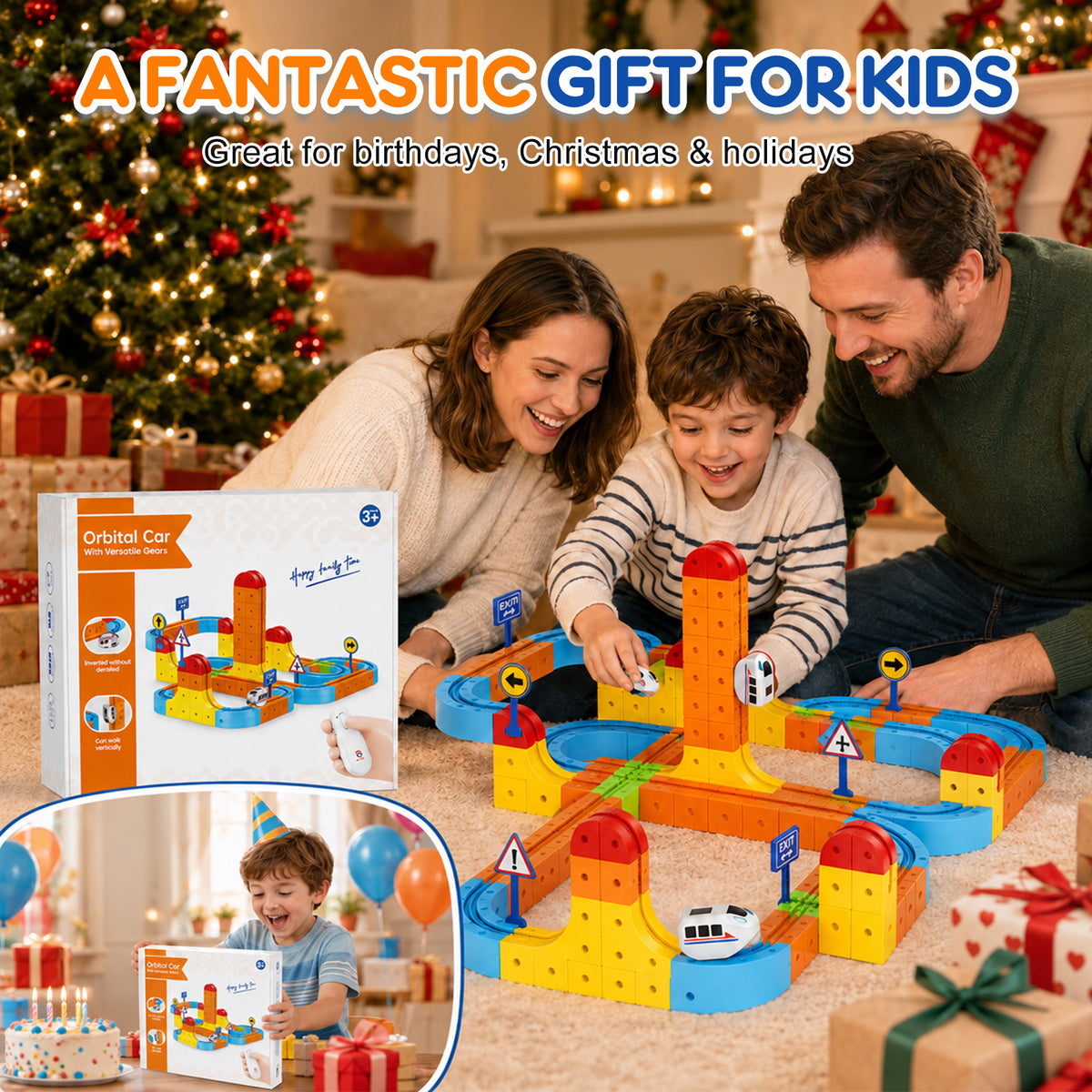 148pcs Electric Train Set for Kids, Infinity Flexible Tracks, DIY Race Track Block Building Toys, STEM Train Toys Birthday Gifts for Boys and Girls Age 3+ Years Old