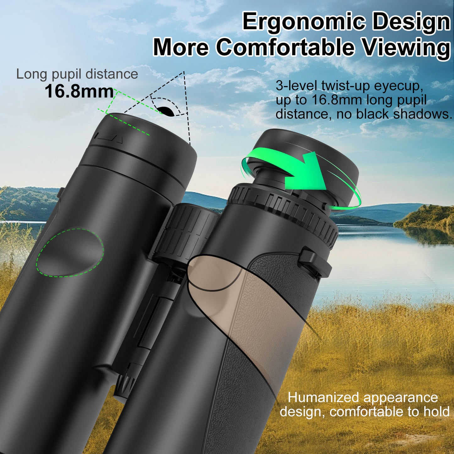 Binoculars for Adults Kids 10X 42mm Binoculars Wide View BAK4 Clear Image Waterproof Bincoulars w/ Phone Clip Storage Bag for Outdoor Event Birding Concert