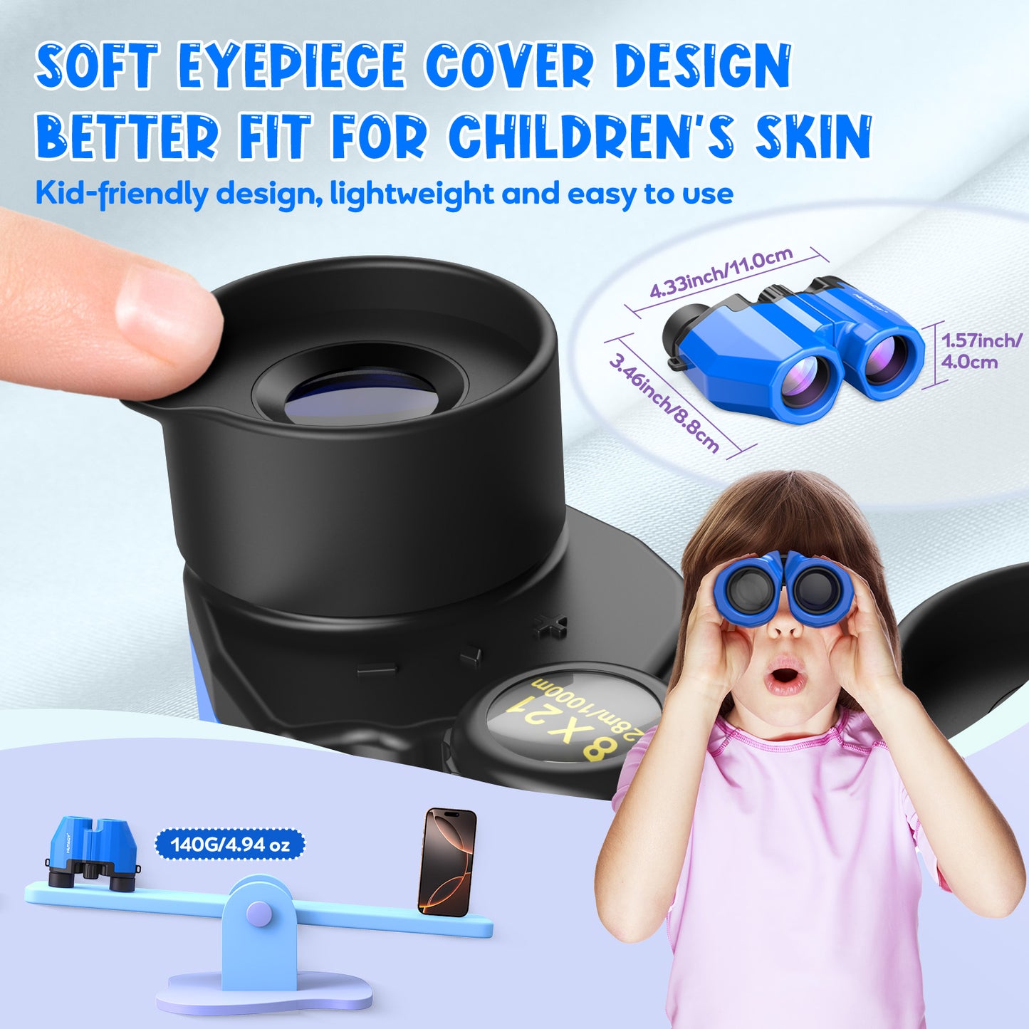 HUTACT Kids Binoculars, 8x21 Binoculars for Adults Child Beginner, FMC Porro Small Pocket Binoculars for Outdoors Bird Watching Sports Event Concert Camping