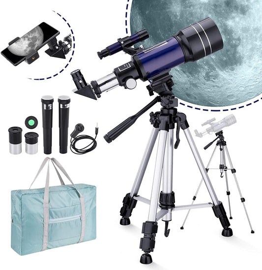 Telescopes for Kids Adults Beginners, 70MM Telescope for Astronomy, Refractor Telescopes with Tripod, Wire Shutter