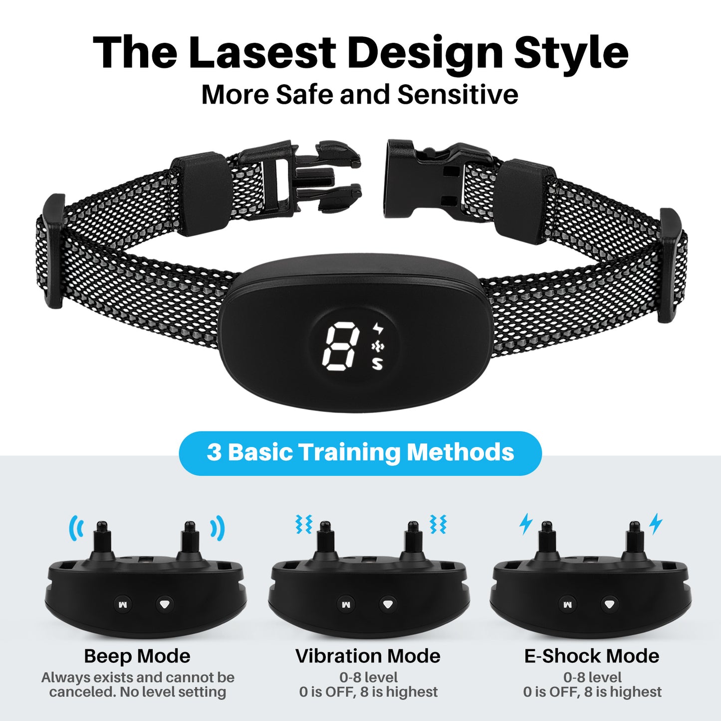 Bark Collar for Dogs, 3 Modes Beep Vibration Shock, Dog Bark Collar for Small Medium Large Dogs in Humane Effective Methods