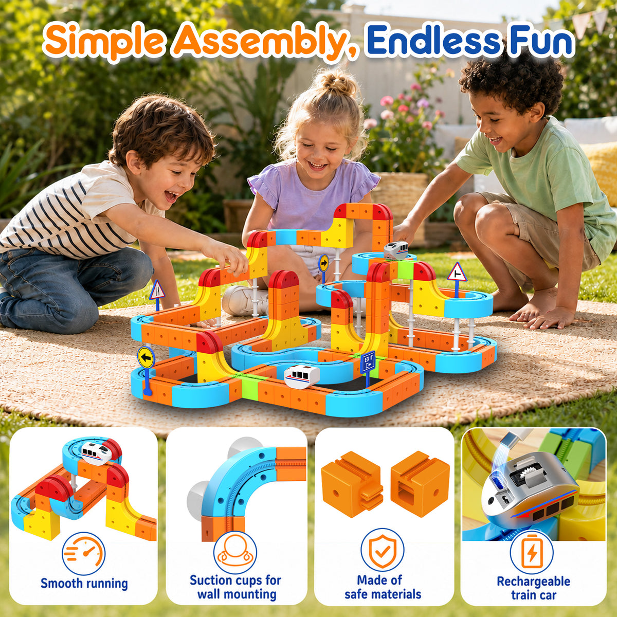148pcs Electric Train Set for Kids, Infinity Flexible Tracks, DIY Race Track Block Building Toys, STEM Train Toys Birthday Gifts for Boys and Girls Age 3+ Years Old