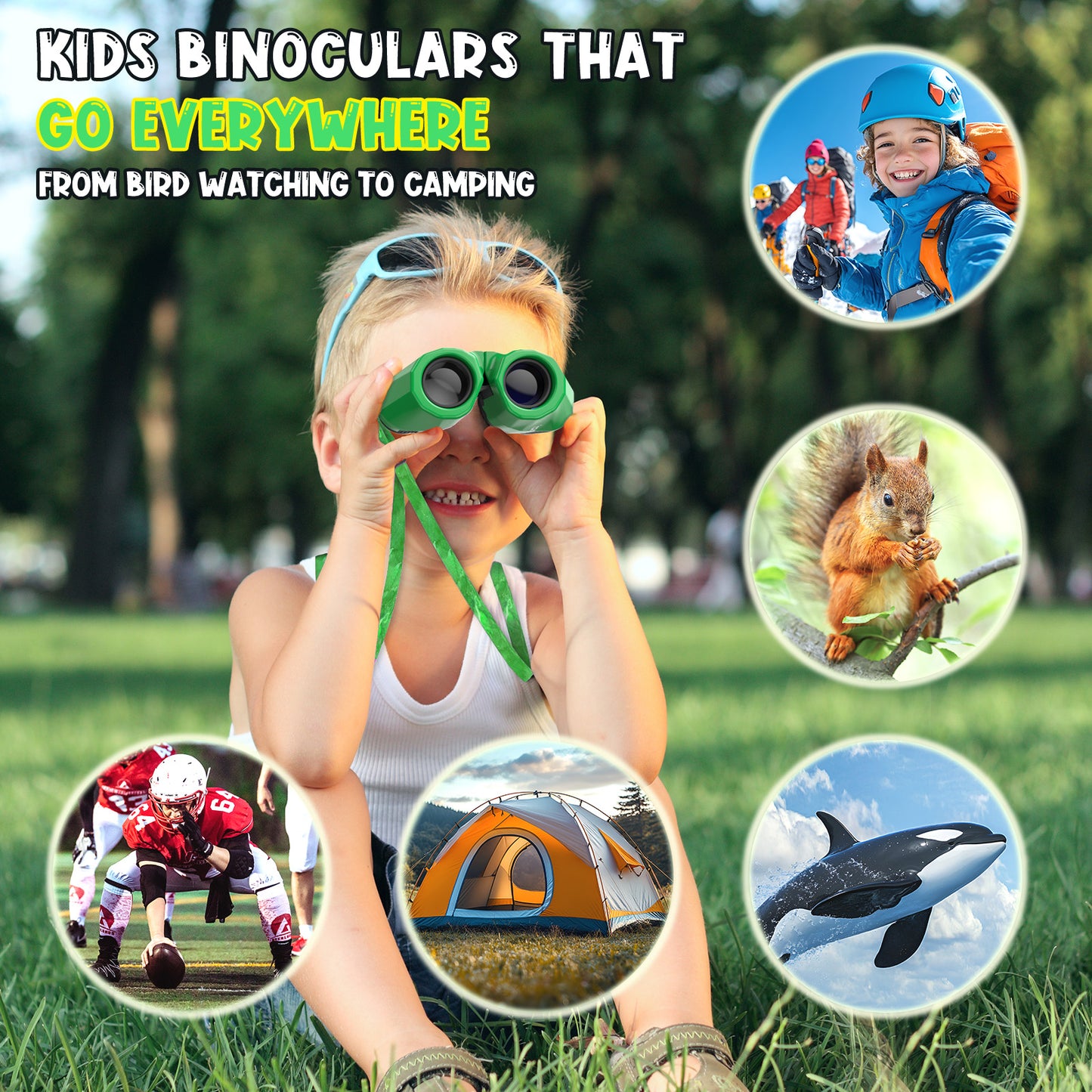 HUTACT Kids Binoculars, 8x21 Binoculars for Adults Child Beginner, FMC Porro Small Pocket Binoculars for Outdoors Bird Watching Sports Event Concert Camping