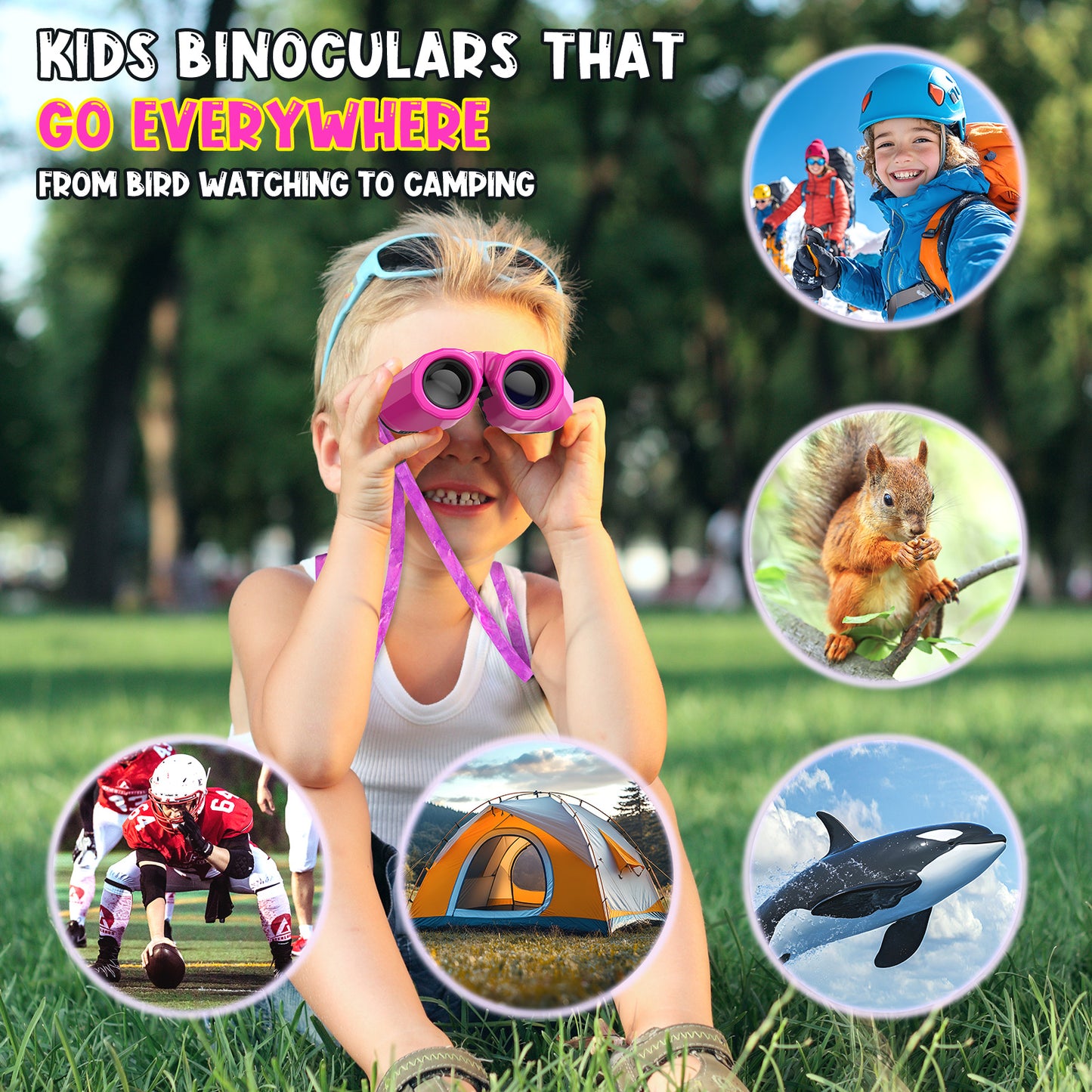 HUTACT Kids Binoculars, 8x21 Binoculars for Adults Child Beginner, FMC Porro Small Pocket Binoculars for Outdoors Bird Watching Sports Event Concert Camping