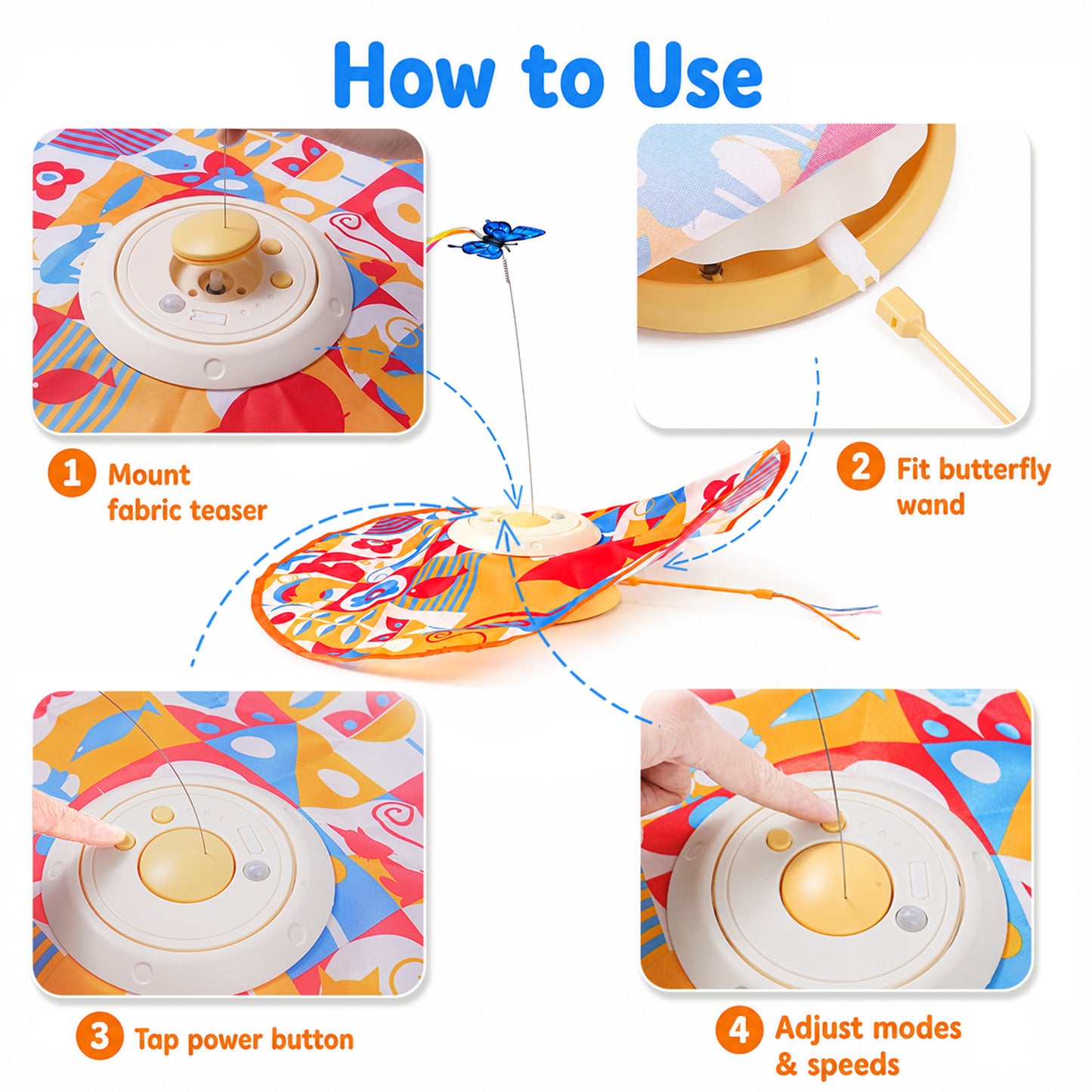 HUTACT Interactive Cat Hunting Toy, 3 Speeds Automatic Cat Toy, 1200mAh Rechargeable Hide and Seek Cat Toy 3 Modes Touch Activated Exercise Toy for Indoor Cats Electric Kitten Toys