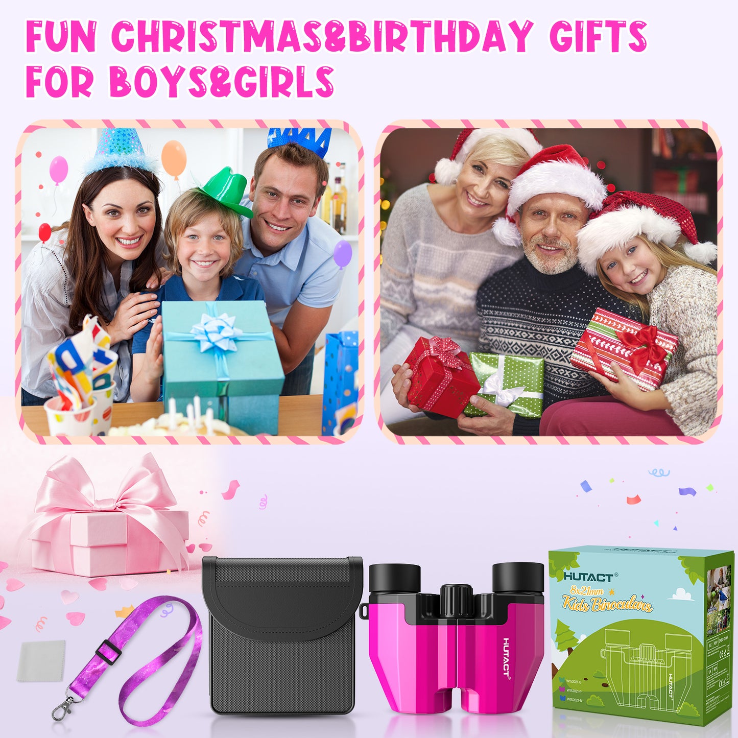 HUTACT Kids Binoculars, 8x21 Binoculars for Adults Child Beginner, FMC Porro Small Pocket Binoculars for Outdoors Bird Watching Sports Event Concert Camping