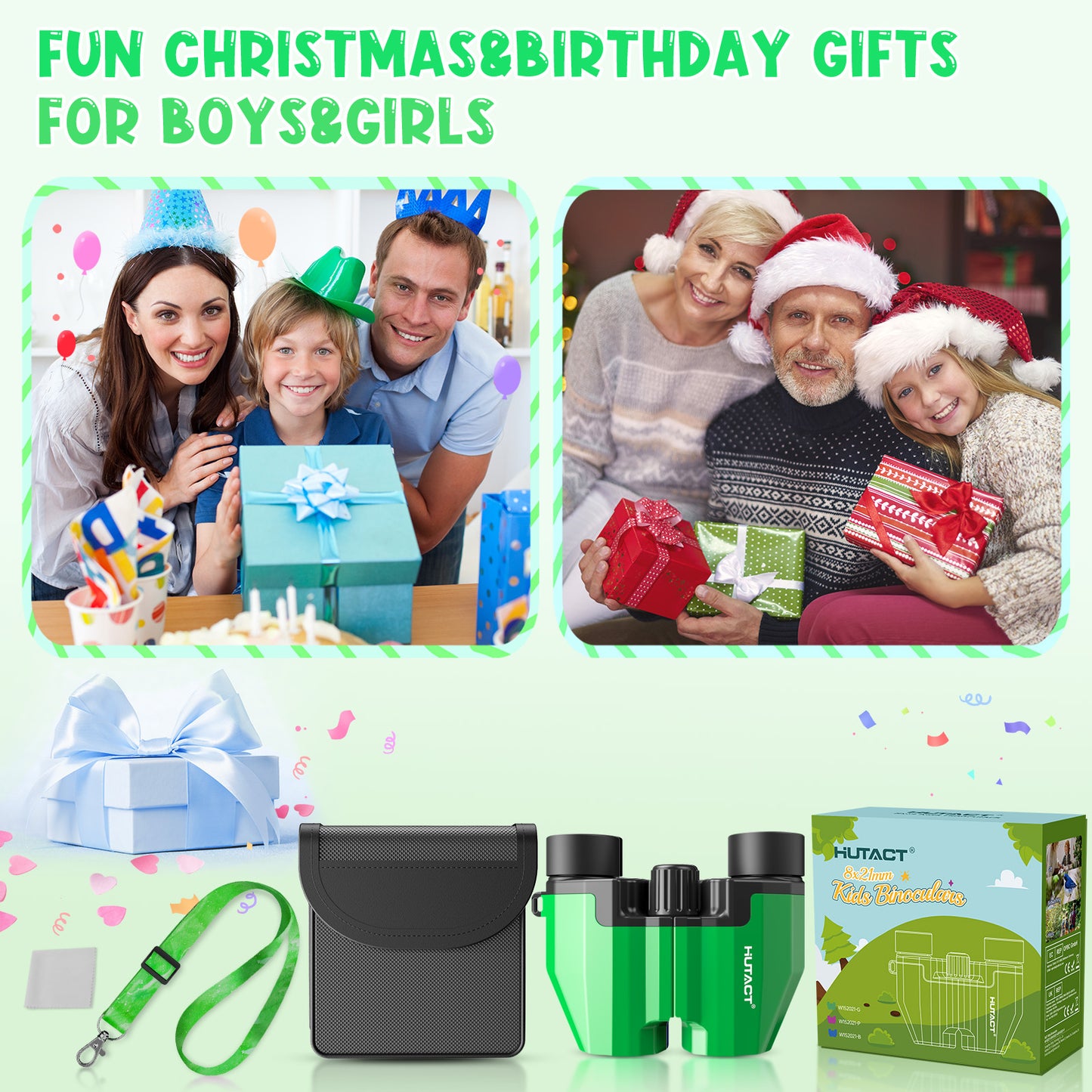 HUTACT Kids Binoculars, 8x21 Binoculars for Adults Child Beginner, FMC Porro Small Pocket Binoculars for Outdoors Bird Watching Sports Event Concert Camping