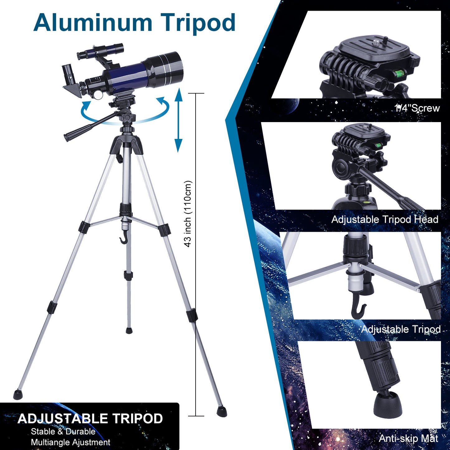 Telescopes for Kids Adults Beginners, 70MM Telescope for Astronomy, Refractor Telescopes with Tripod, Wire Shutter