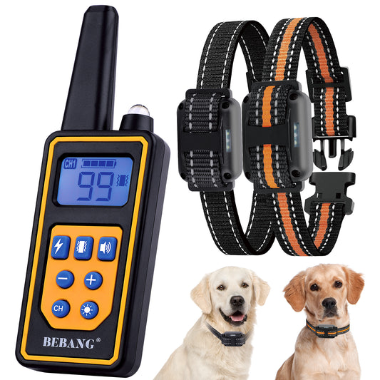 Dog Training Collars for 2 Dogs, Dog Shock Collar with Remote 880yards, 3 Modes Beep Vibration Shock, Waterproof, LED Light for Training Small Medium Large Dogs