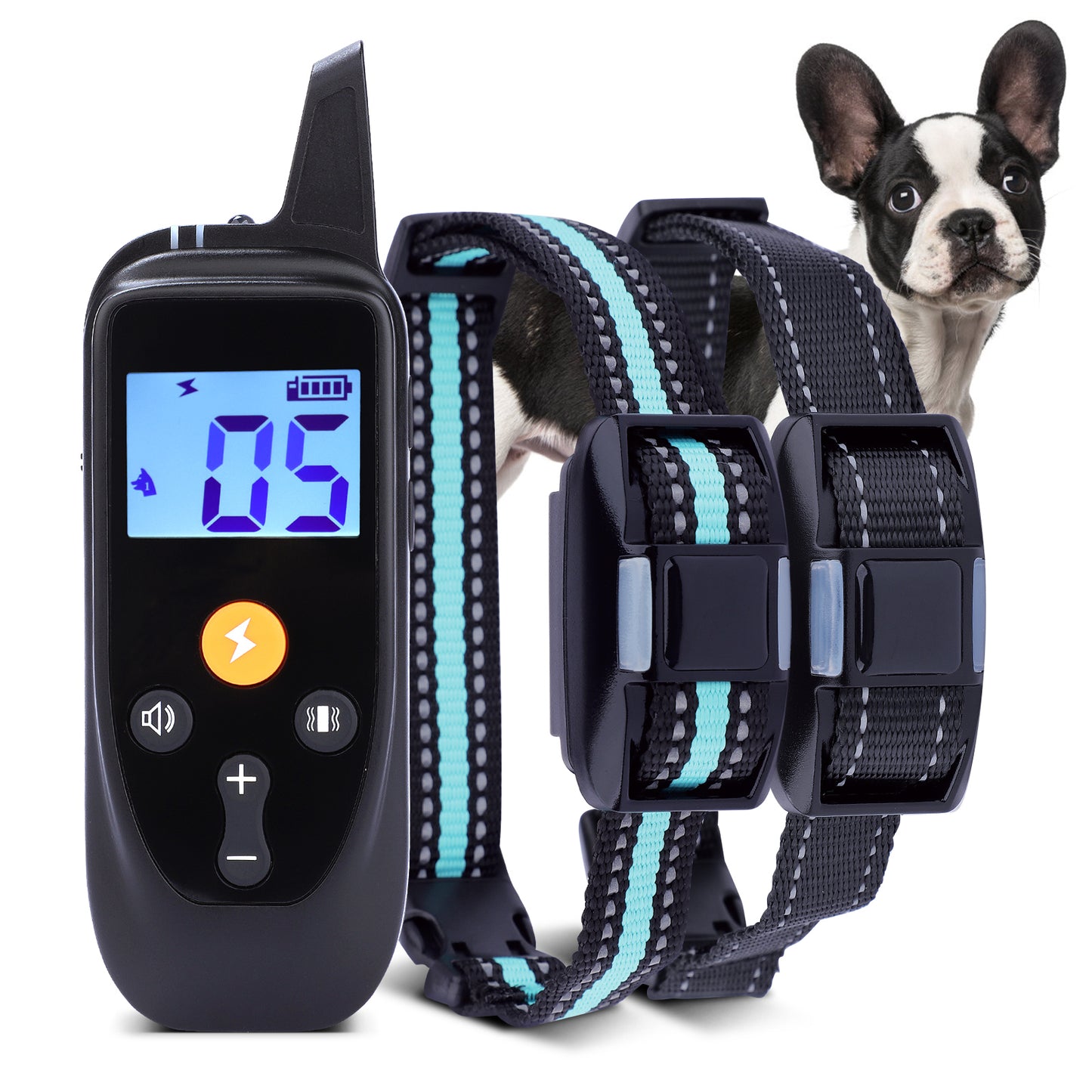 HUTACT 2 Dog Shock Collar, Bark Collar with Remote for Dog, Training Collar with Beep Vibration and Shock Modes, 3000FT Wide Range Remote Control