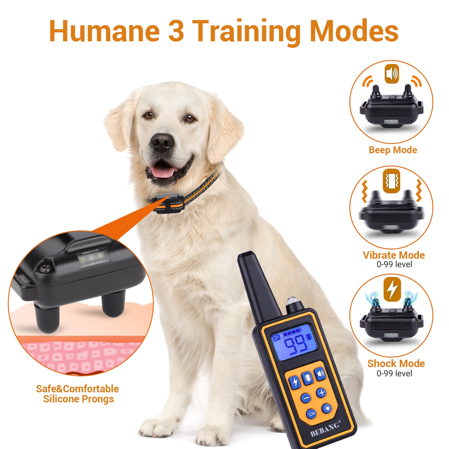 Dog Training Collars for 2 Dogs, Dog Shock Collar with Remote 880yards, 3 Modes Beep Vibration Shock, Waterproof, LED Light for Training Small Medium Large Dogs