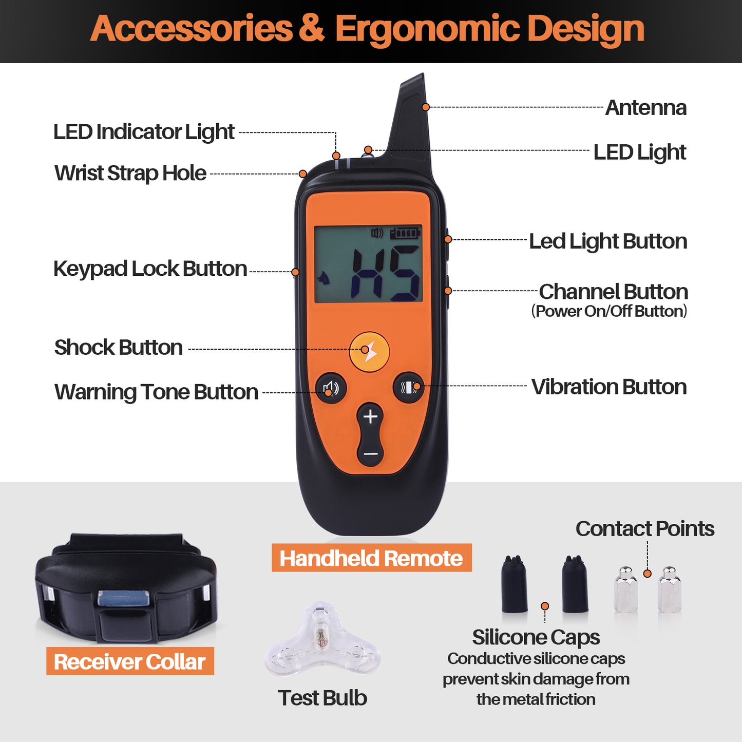 HUTACT 2 Dog Shock Collar, Bark Collar with Remote for Dog, Training Collar with Beep Vibration and Shock Modes, 3000FT Wide Range Remote Control