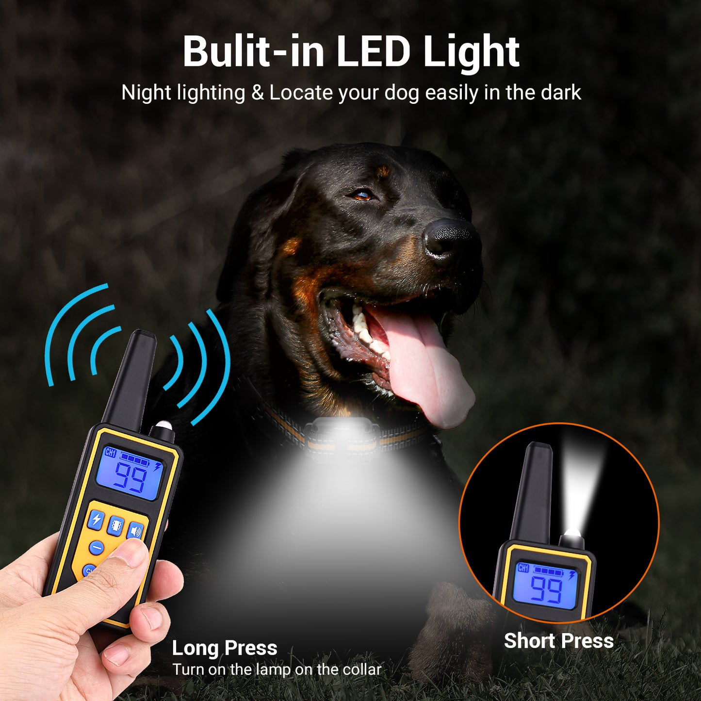 Dog Training Collars for 2 Dogs, Dog Shock Collar with Remote 880yards, 3 Modes Beep Vibration Shock, Waterproof, LED Light for Training Small Medium Large Dogs