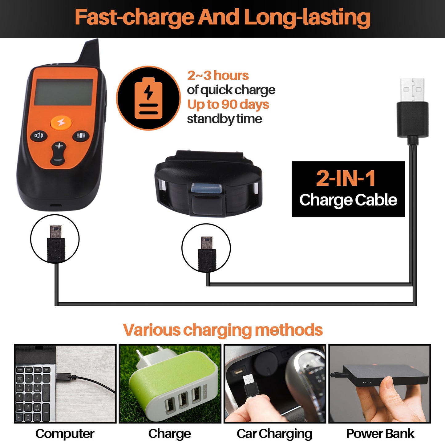 HUTACT 2 Dog Shock Collar, Bark Collar with Remote for Dog, Training Collar with Beep Vibration and Shock Modes, 3000FT Wide Range Remote Control