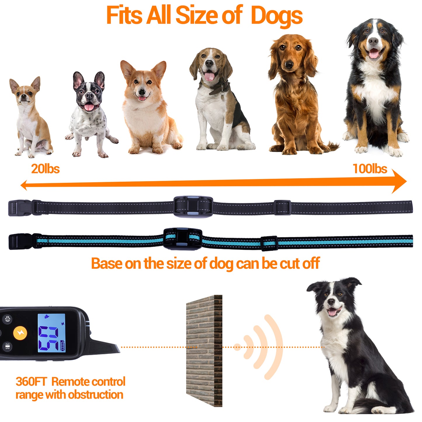 HUTACT Shock Collar for Dogs, Training Collar with Remote, Dog Shock Collar 3000FT Wide Range Remote Control with Beep Vibration Shock Modes