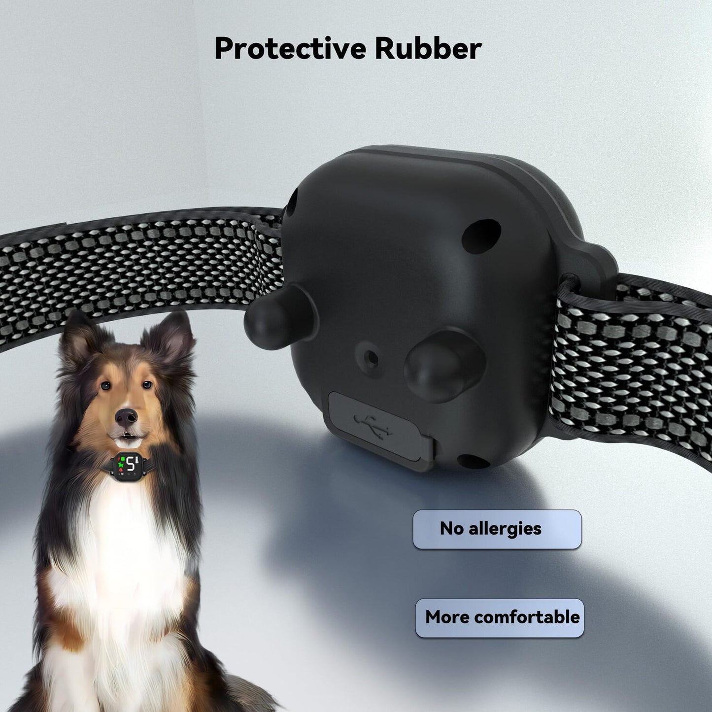 Bark Collar for Dog, Anti Bark Collar with 4 Modes Auto Training Collar Shock Collar Beep, Vibration & Safe Shock (Gray)