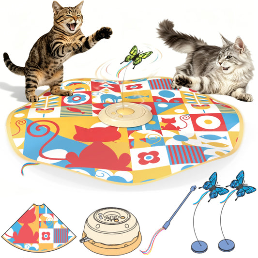 HUTACT Interactive Cat Hunting Toy, 3 Speeds Automatic Cat Toy, 1200mAh Rechargeable Hide and Seek Cat Toy 3 Modes Touch Activated Exercise Toy for Indoor Cats Electric Kitten Toys