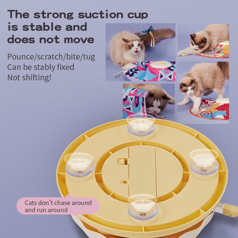 HUTACT Interactive Cat Hunting Toy, 3 Speeds Automatic Cat Toy, 1200mAh Rechargeable Hide and Seek Cat Toy 3 Modes Touch Activated Exercise Toy for Indoor Cats Electric Kitten Toys