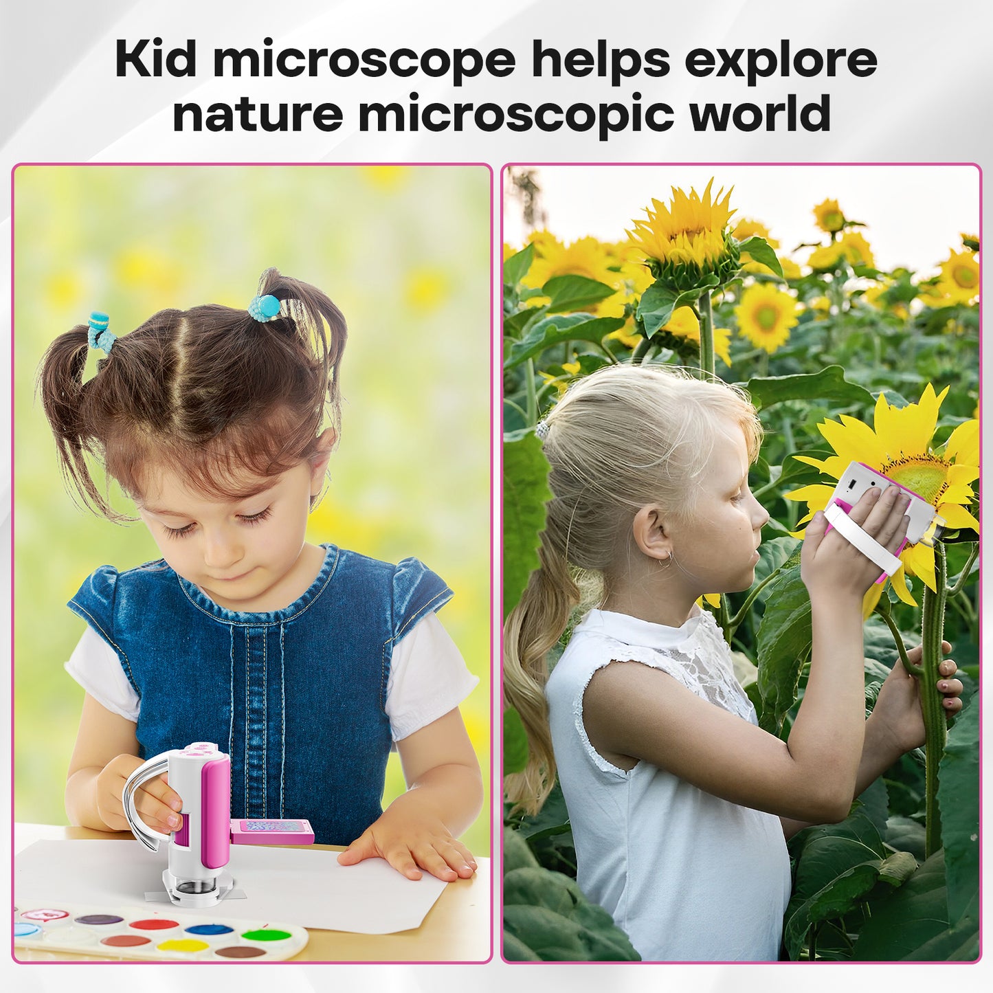 USCAMEL 2 inch Handheld HD Pocket Digital Microscope Gift Box with Storage Card, Microscope for Adult, Kids, Red