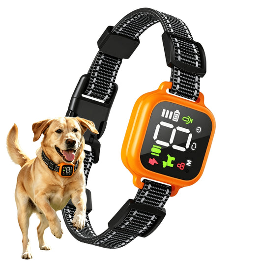 Dog Bark Collar for All Dogs, Uscamel 4 Modes Bark No False Trigger Auto Smart Stop Barking Collar for Training, Dog Shock Collar with Beep, Vibration & Shock
