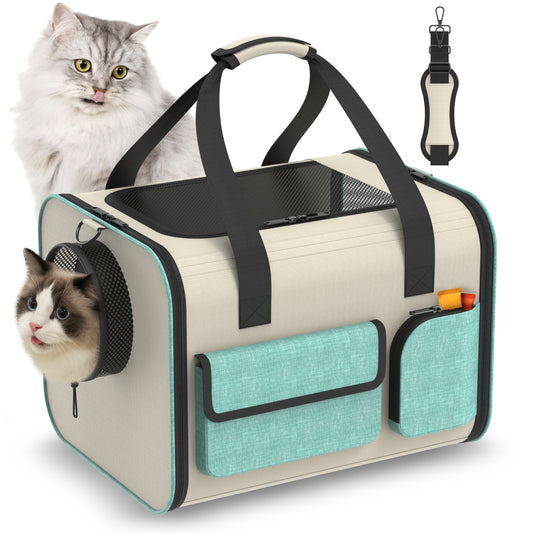 USCAMEL Cat Carrier for Cats Puppies, Soft Sided Pet Carrier Bag with Window, Shoulder Strap, Roomy Collapsible Pet Travel Carrier for Camping Outdoor Airline