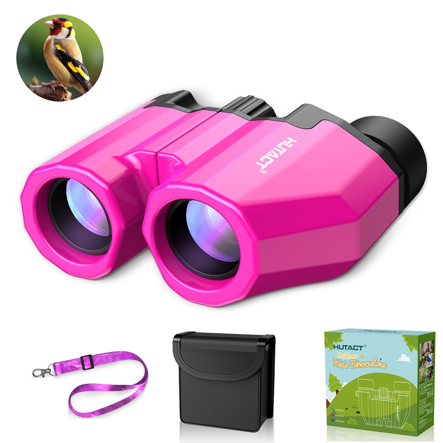 HUTACT Kids Binoculars, 8x21 Binoculars for Adult Beginner, FMC Porro Small Pocket Binoculars for Outdoors Bird Watching Sports Event Concert Camping