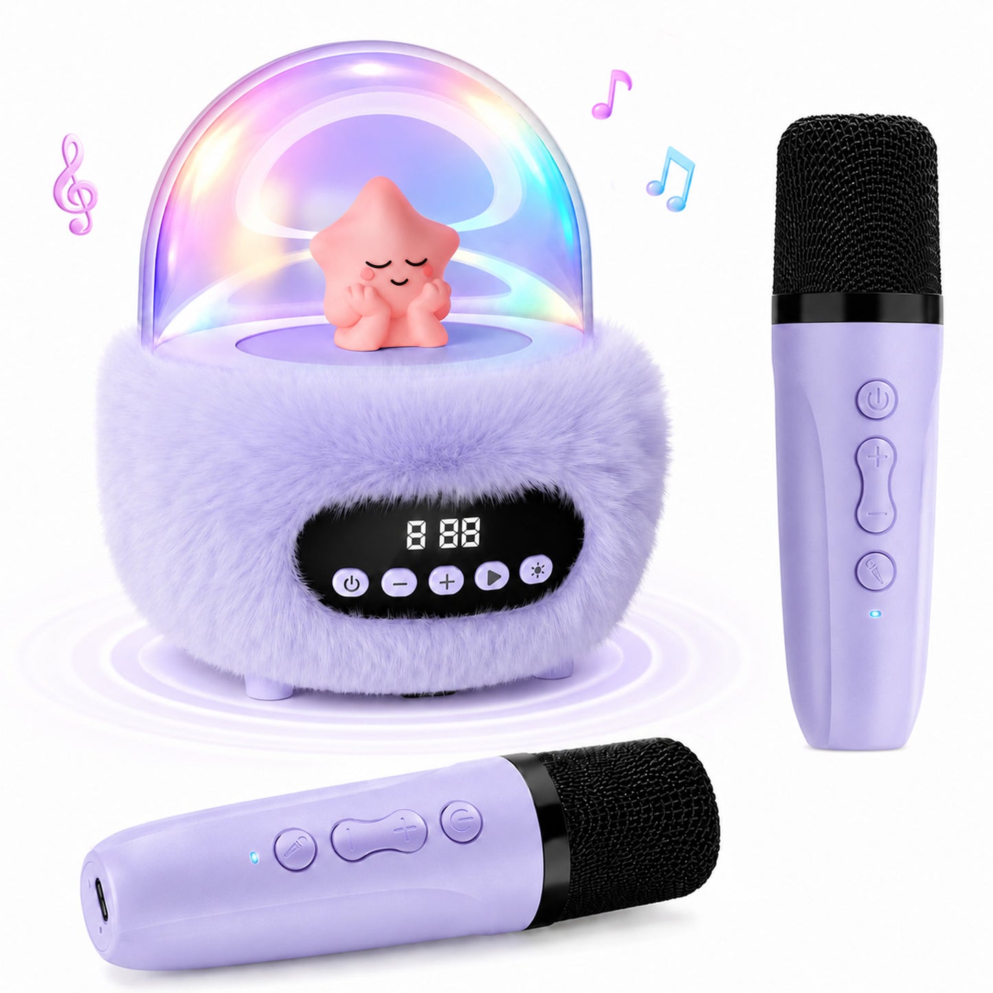 Portable Karaoke Machine with 2 Microphones, Small Wireless Speaker for Adults with LED Lights, Handheld Mini Karaoke Player, Party Birthday Gifts