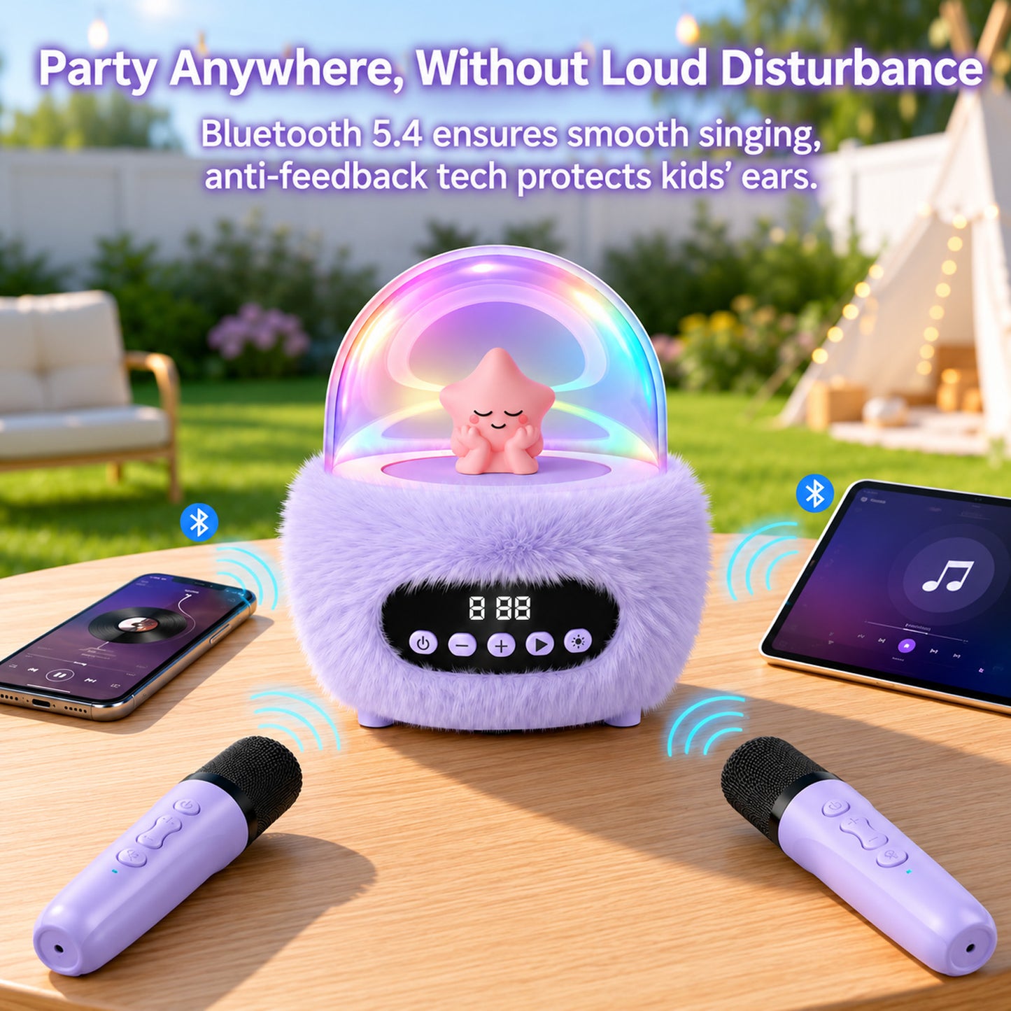 Portable Karaoke Machine with 2 Microphones, Small Wireless Speaker for Adults with LED Lights, Handheld Mini Karaoke Player, Party Birthday Gifts