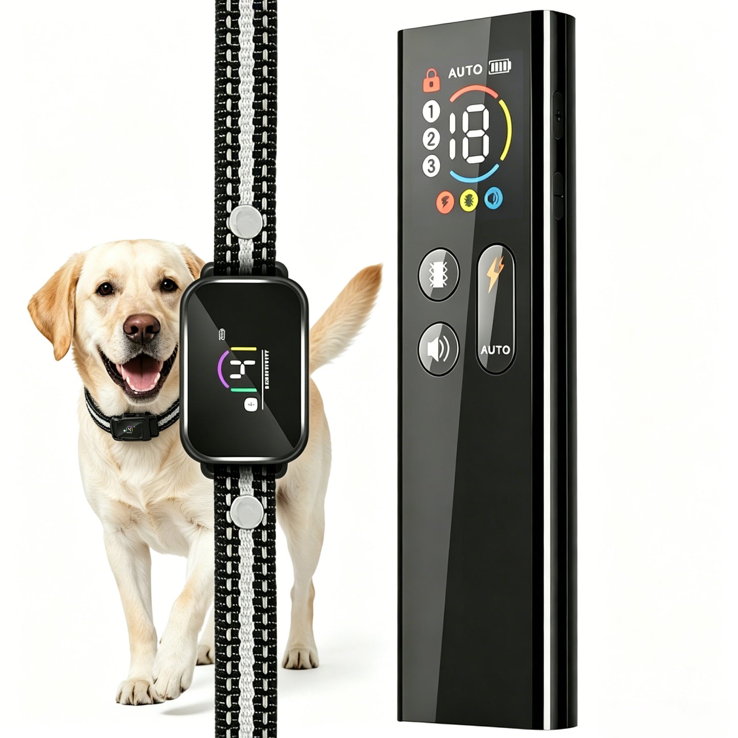 HUTACT Dog Shock Collar, 3300ft Training Collar for Large Dogs, New Automatic Bark Collar, Waterproof Dog Collar, 8 Levels Multiple Modes Shock Collar with Remote Last for 60 Days, Black
