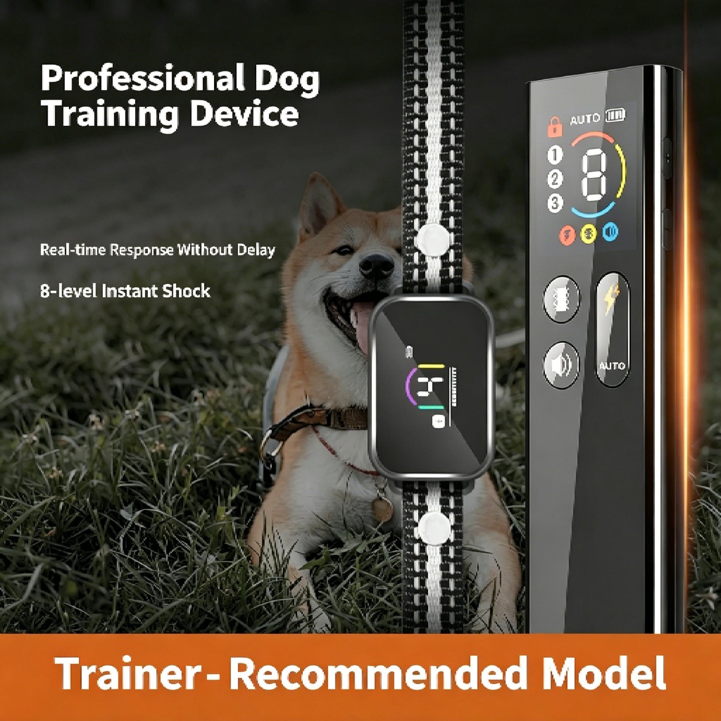HUTACT Dog Shock Collar, 3300ft Training Collar for Large Dogs, New Automatic Bark Collar, Waterproof Dog Collar, 8 Levels Multiple Modes Shock Collar with Remote Last for 60 Days, Black