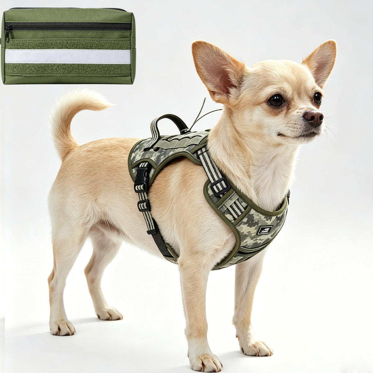 HUTACT Dog Harness with Pocket, No Pull Dog Harness for Small Dogs, Reflective Pet Vest Side Pockets for Night Walking Running Hiking Training Easy Control