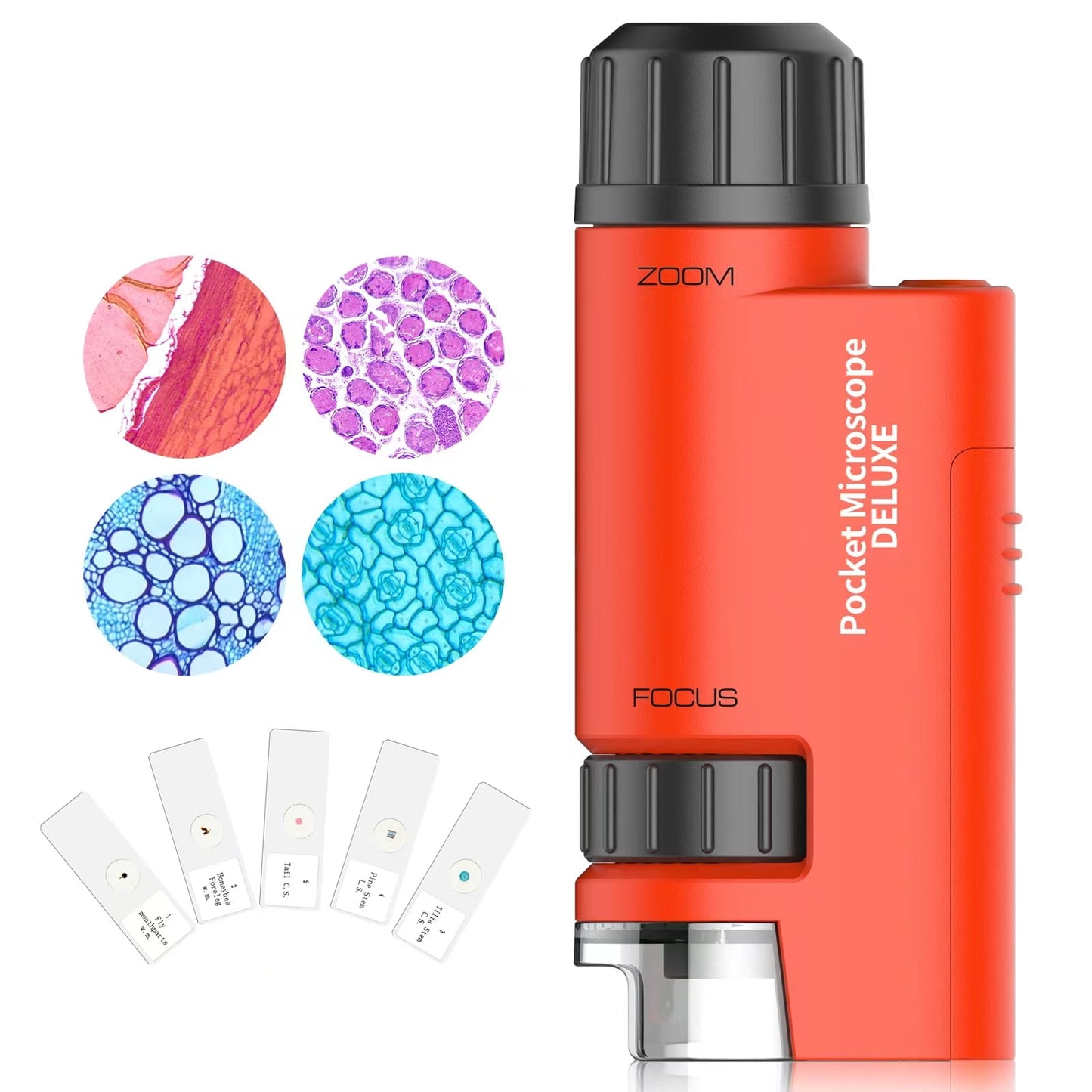 USCAMEL Pocket Mini Microscope for Kids, 60x-120x LED Handheld Microscope Small Lightweight Microscope with 5pcs Specimen Slides