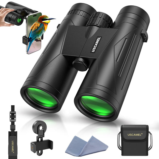USCAMEL 12x42 Binoculars for Adults, High Power Lightweight Binoculars with Low Light Vision, Compact HD Professional Binoculars for Bird Watching, Stargazing, Hunting, Travel Sports Camping Concerts