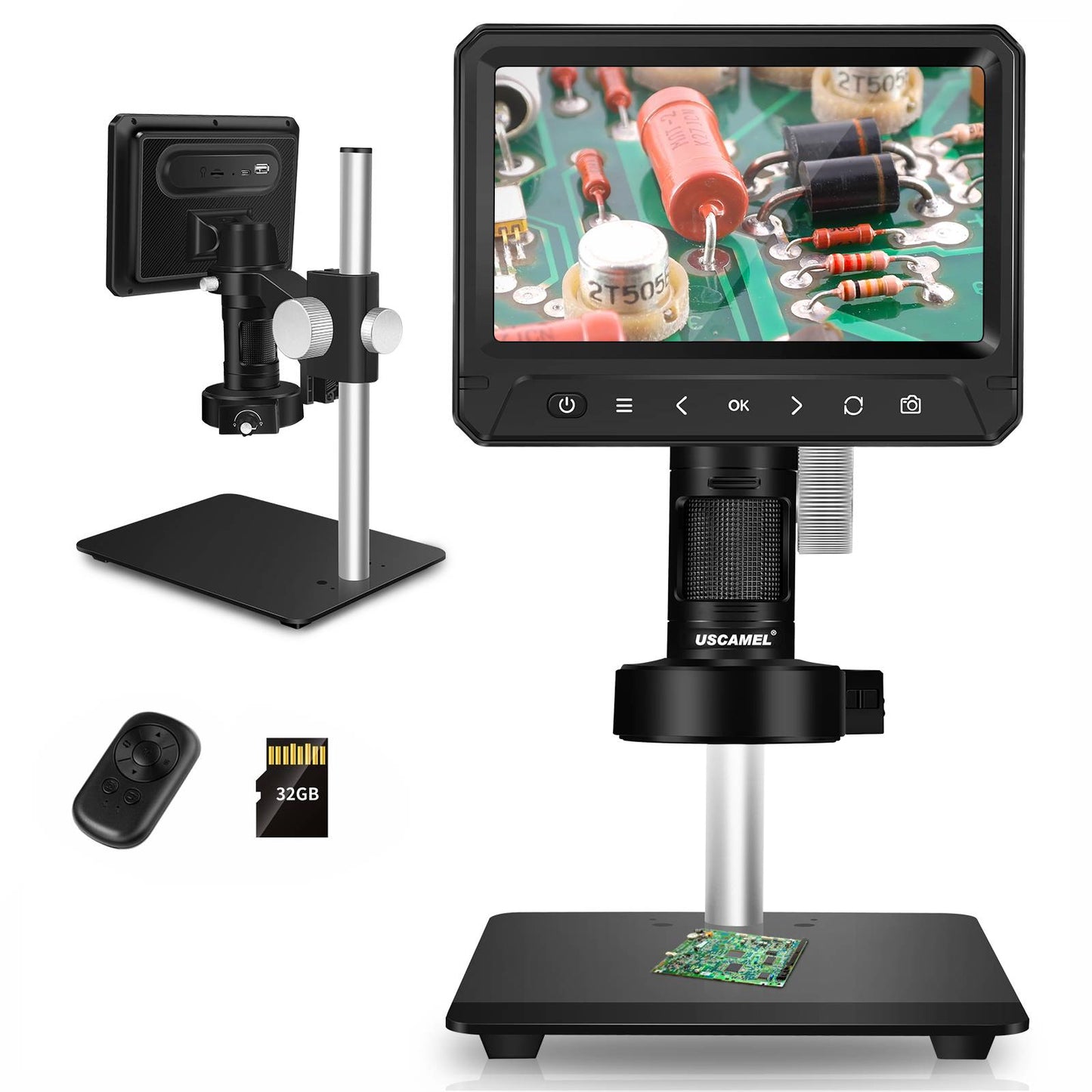 USCAMEL Coin Microscope for Adult, Digital Microscope, 7" Microscope for Error Coin Inspection Soldering, 32G SD Card, Rechargeable Kids Microscope PC View Windows Mac Compatible