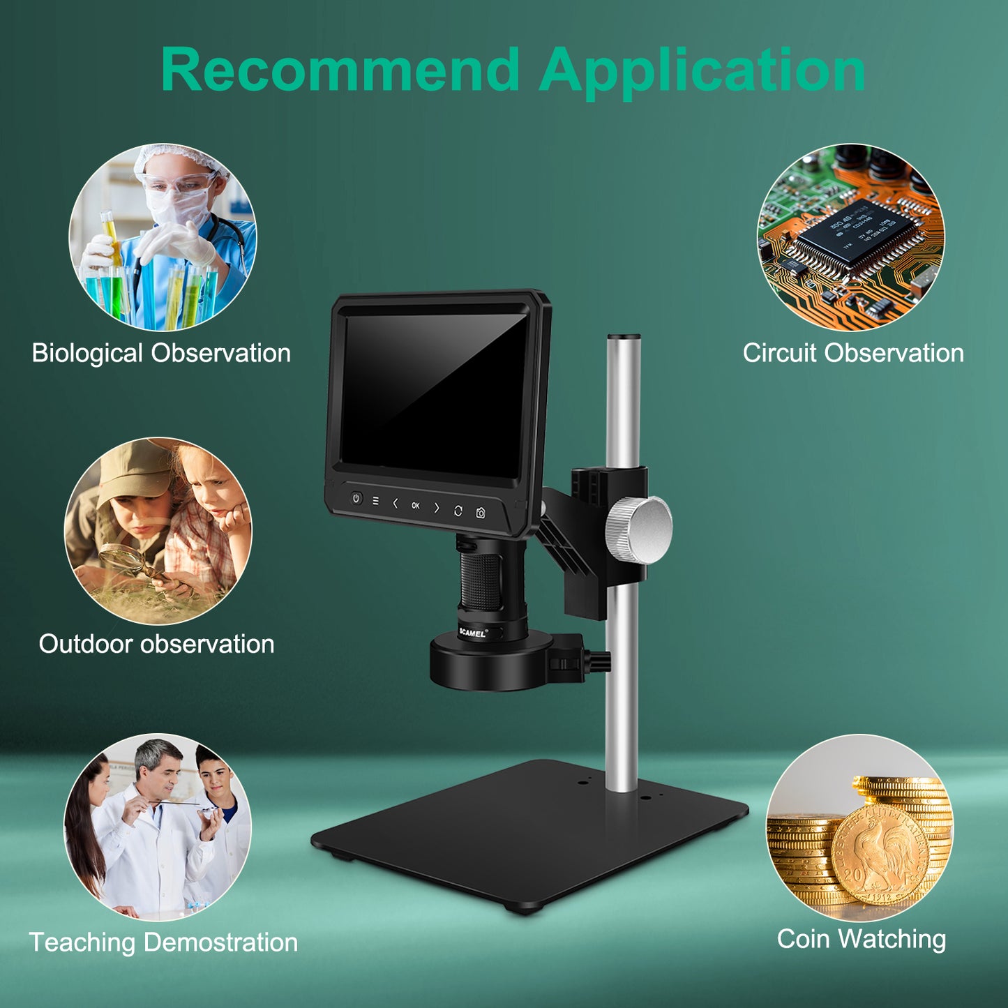 USCAMEL Coin Microscope for Adult, Digital Microscope, 7" Microscope for Error Coin Inspection Soldering, 32G SD Card, Rechargeable Kids Microscope PC View Windows Mac Compatible