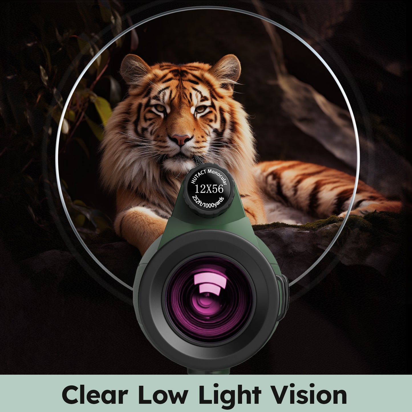 Monocular for Adult, 12x56 mm Monocular HUTACT FMC Clear View Monocular with Phone Clip Tripod for Outdoor Bird Watching Sports Events, All in 1 Monocular Gift for Him