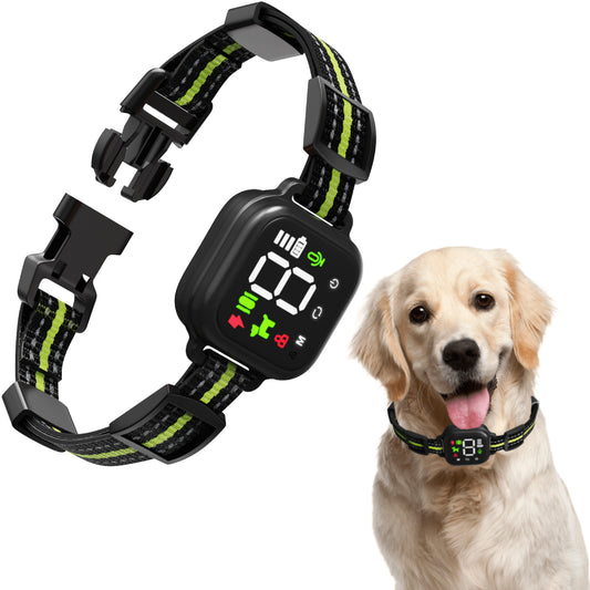 Dog Bark Collar, Anti Bark Collar for Large Medium Small Dogs, Smart Dog Trainning Collar Auto Anti Barking 4 Modes Shock Collar Waterproof (Green)