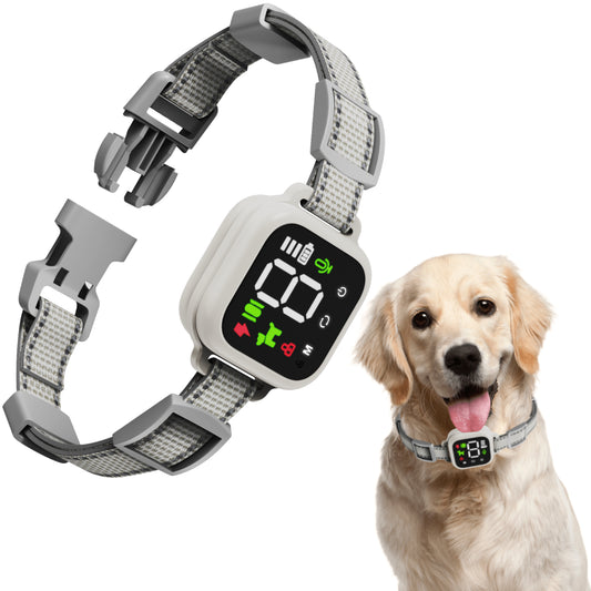 Bark Collar for Dog, Anti Bark Collar with 4 Modes Auto Training Collar Shock Collar Beep, Vibration & Safe Shock (Gray)