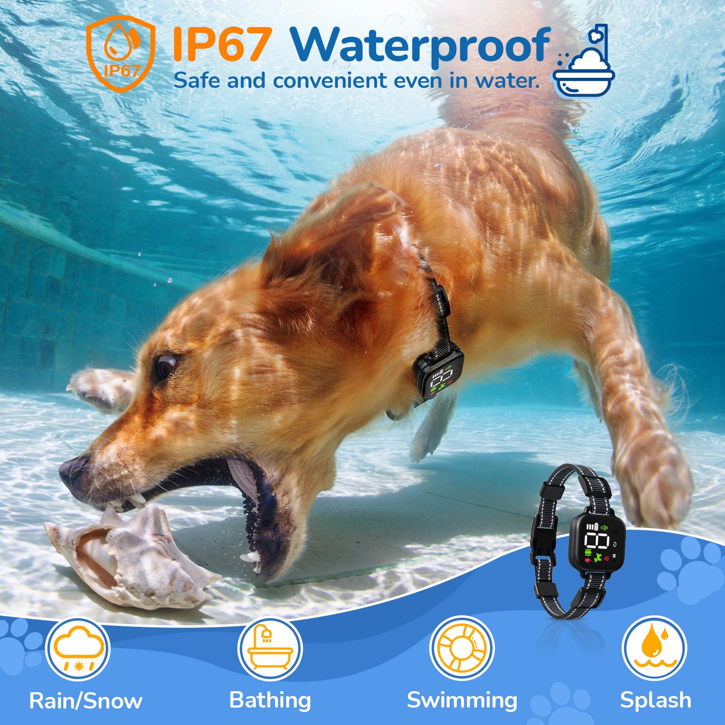 Dog Bark Collar for All Dogs, 4 Modes Bark No False Trigger Auto Smart Stop Barking Collar for Training, Dog Shock Collar with Beep, Vibration & Shock