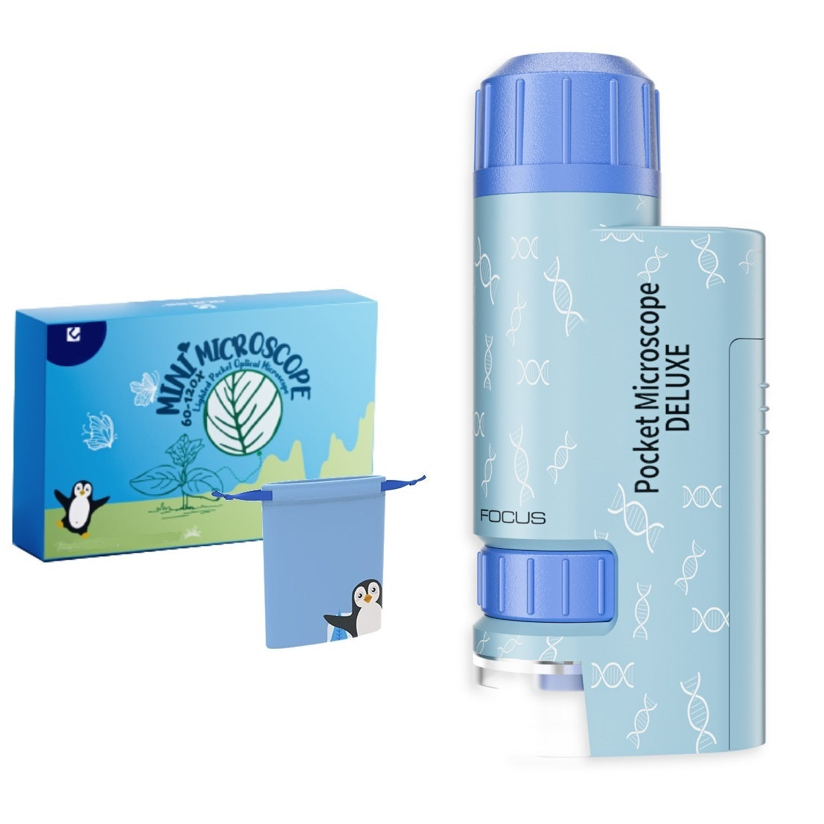 Mini Microscope for Kids, Pocket Microscope LED Light Handheld Small Lightweight Kid Microscope with Storage Bag