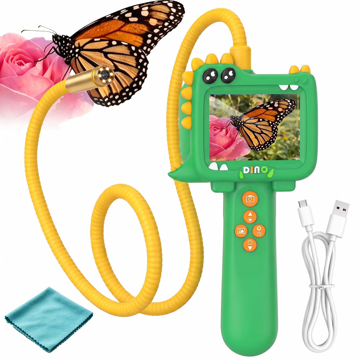 USCAMEL 2.4" HD Inspection Camera for Kids, IPS Screen Borescope with 1200mAh Rechargeable, LED Lights Waterproof, STEM Science Exploration Toy & Education Gift