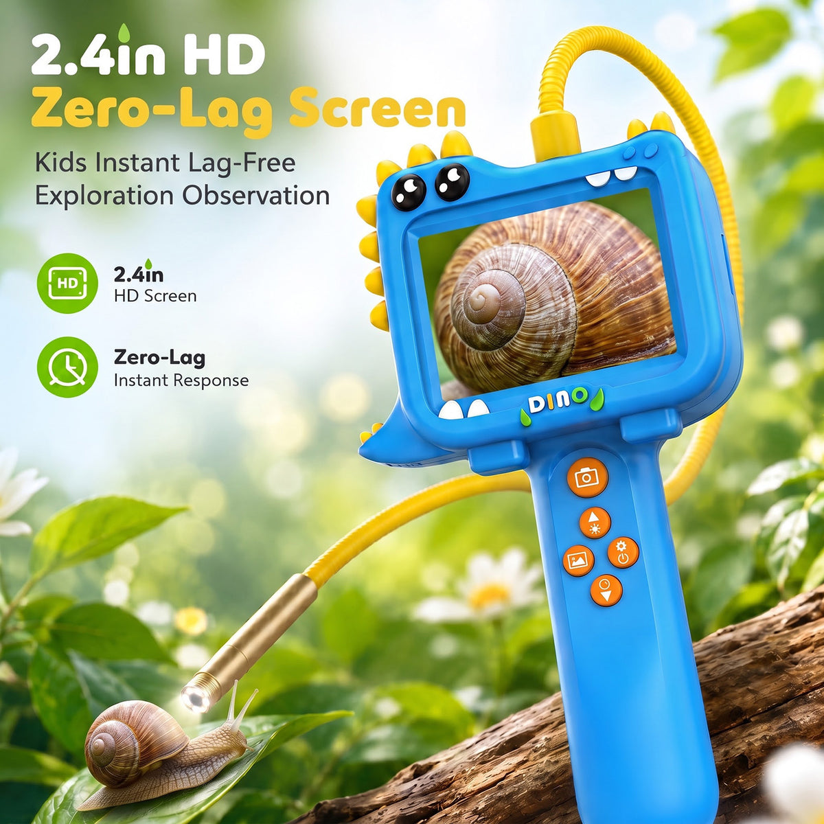 USCAMEL 2.4" HD Inspection Camera for Kids, IPS Screen Borescope with 1200mAh Rechargeable, LED Lights Waterproof, STEM Science Exploration Toy & Education Gift