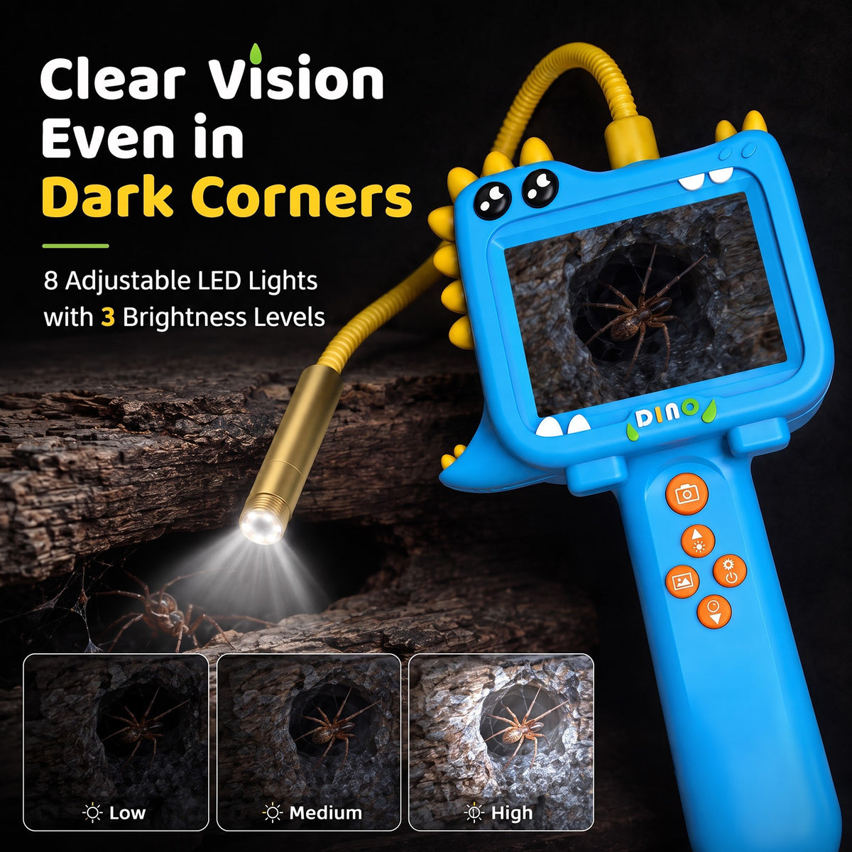 USCAMEL 2.4" HD Inspection Camera for Kids, IPS Screen Borescope with 1200mAh Rechargeable, LED Lights Waterproof, STEM Science Exploration Toy & Education Gift