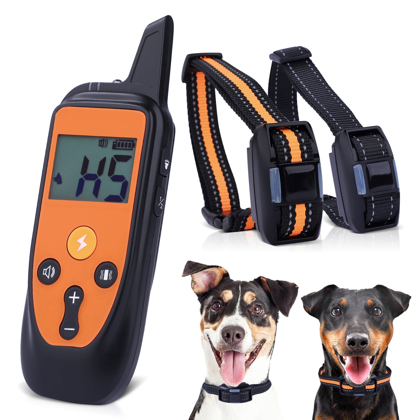 HUTACT 2 Dog Shock Collar, Bark Collar with Remote for Dog, Training Collar with Beep Vibration and Shock Modes, 3000FT Wide Range Remote Control
