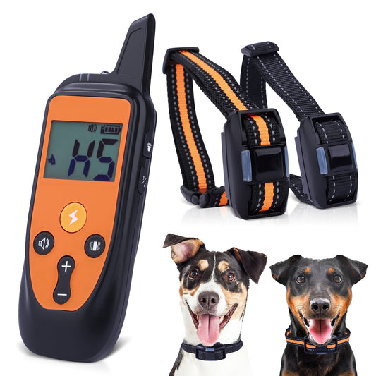 HUTACT 2 Dog Shock Collar, Bark Collar with Remote for Dog, Training Collar with Beep Vibration and Shock Modes, 3000FT Wide Range Remote Control