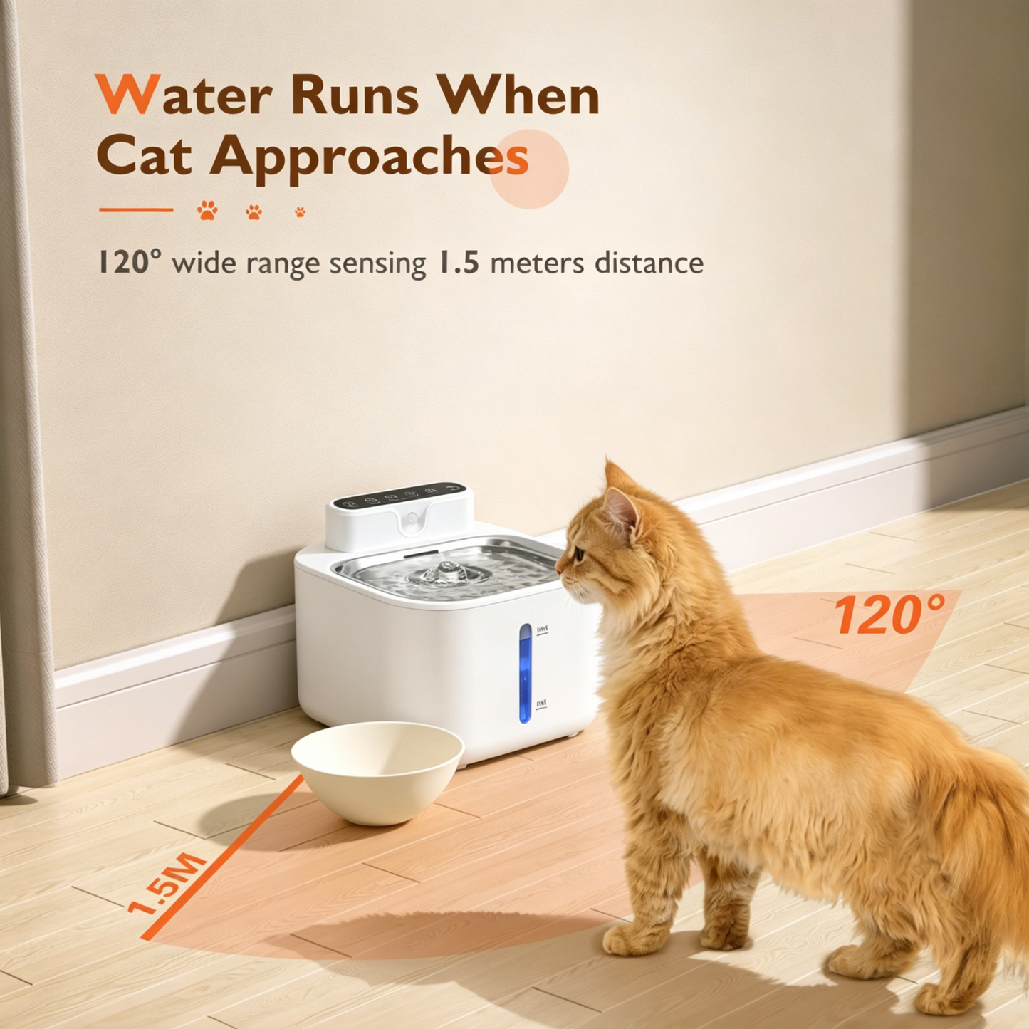 4 L Wireless Cat Water Fountain Set with 3 Filters, Stainless Steel 5200mAh Rechargeable Pet Cats Dogs Water Fountain
