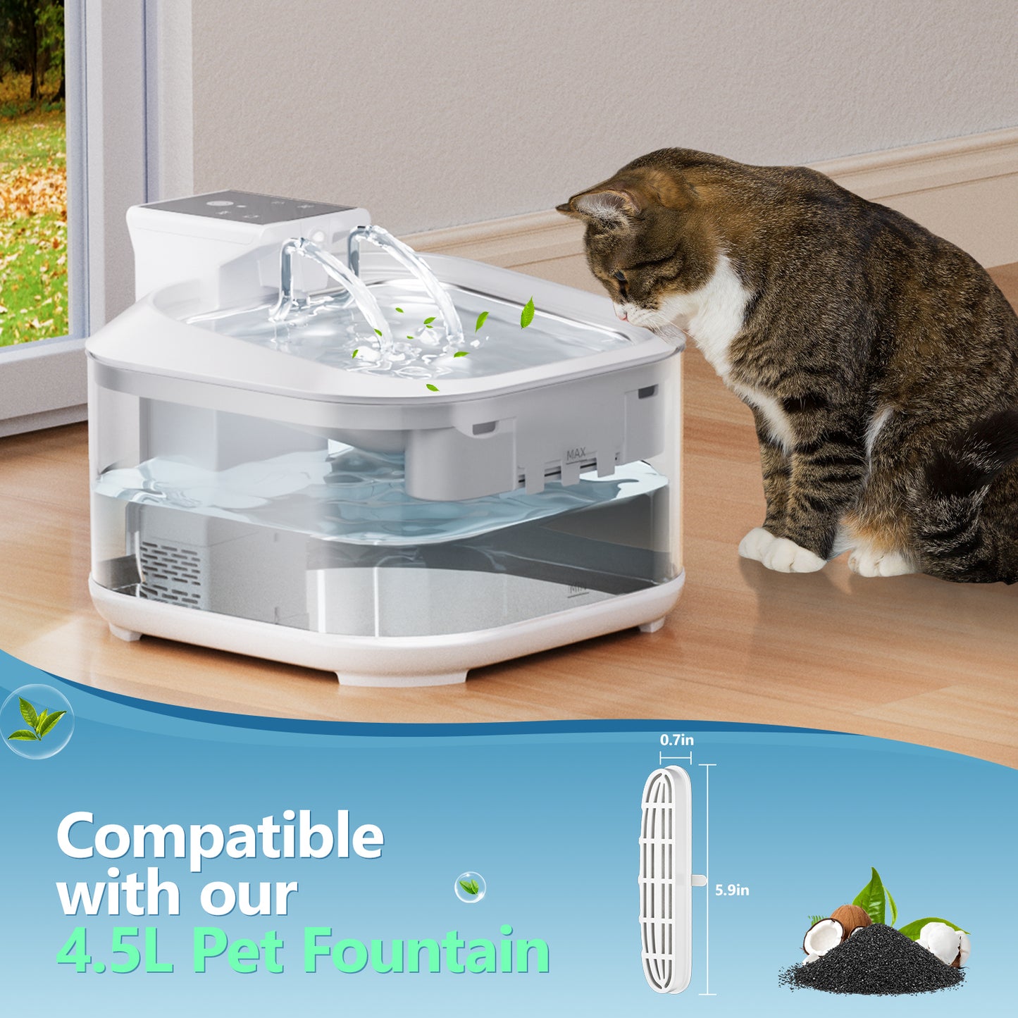 USCAMEL 8 Pack Replacement Filters for 4.5L Pet Water Fountain, Dog Cat Water Fountain Filters